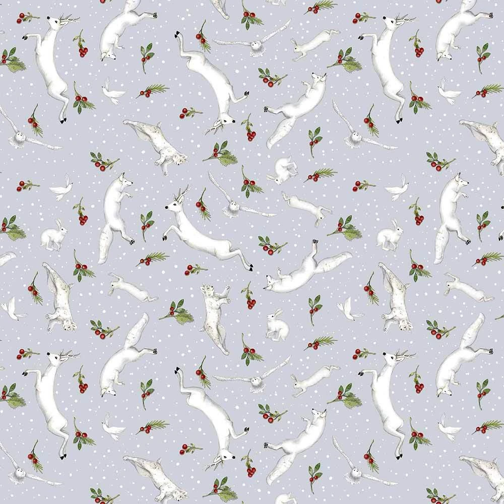 Studio E - Winter White - Tossed Animals - Gray - Rebecca Canale - Yardage 1 Studio E - Winter White - Tossed Animals - Gray - Rebecca Canale - Yardage