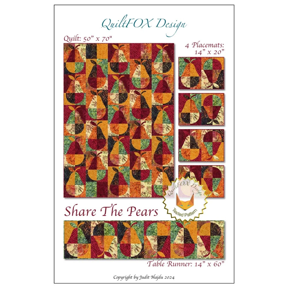 Share The Pears - QuiltFOX Design - Pattern 1 Share The Pears - QuiltFOX Design - Pattern