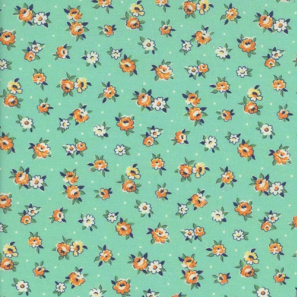 Marcus - Aunt Grace Garden Variety By Judie Rothermel - Tiny Buds - Aqua - Yardage 1 Marcus - Aunt Grace Garden Variety By Judie Rothermel - Tiny Buds - Aqua - Yardage