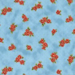 Robert Kaufman - Poppy Hill - Tossed Poppies - Sky - Yardage