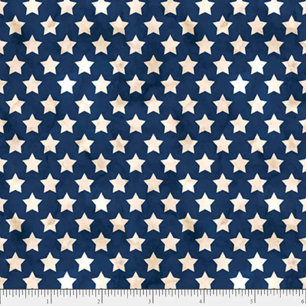 P&B Textiles - Farmhouse Americana - Cindy Jacobs - Cream Stars On Navy - Yardage 2 P&B Textiles - Farmhouse Americana - Cindy Jacobs - Cream Stars On Navy - Yardage - Image 2