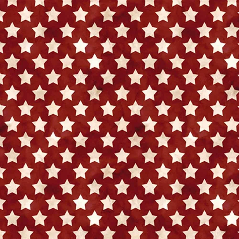 P&B Textiles - Farmhouse Americana - Cindy Jacobs - Cream Stars On Red - Yardage 1 P&B Textiles - Farmhouse Americana - Cindy Jacobs - Cream Stars On Red - Yardage