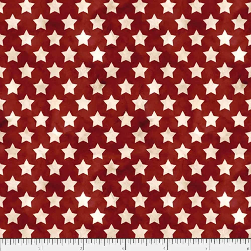 P&B Textiles - Farmhouse Americana - Cindy Jacobs - Cream Stars On Red - Yardage 2 P&B Textiles - Farmhouse Americana - Cindy Jacobs - Cream Stars On Red - Yardage - Image 2