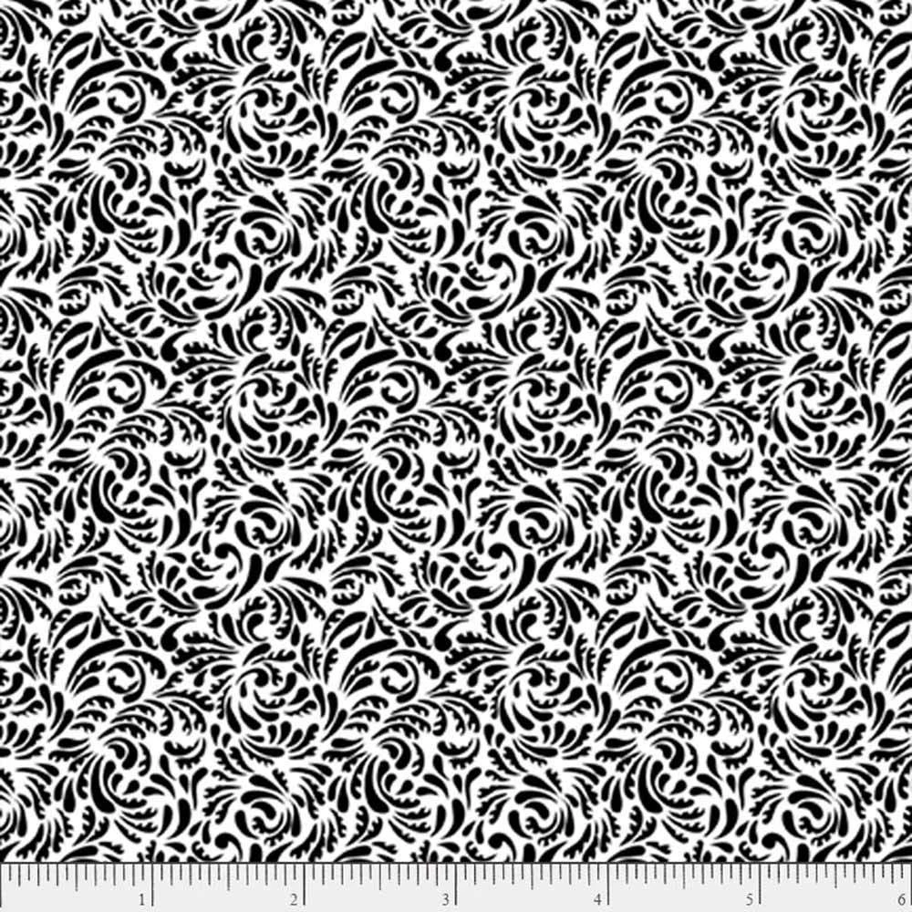 P&B Textiles - Salt & Pepper II - Feather Scroll - White - Yardage 2 P&B Textiles - Salt & Pepper II - Feather Scroll - White - Yardage - Image 2