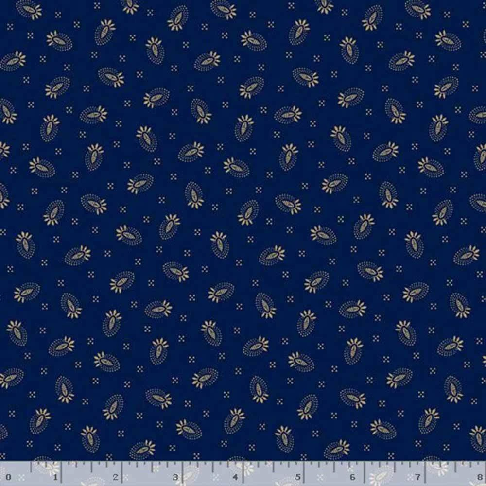 Marcus Fabrics - Betsy's Needlework By Pam Buda - Thistle Flower - Navy - Yardage 2 Marcus Fabrics - Betsy's Needlework By Pam Buda - Thistle Flower - Navy - Yardage - Image 2