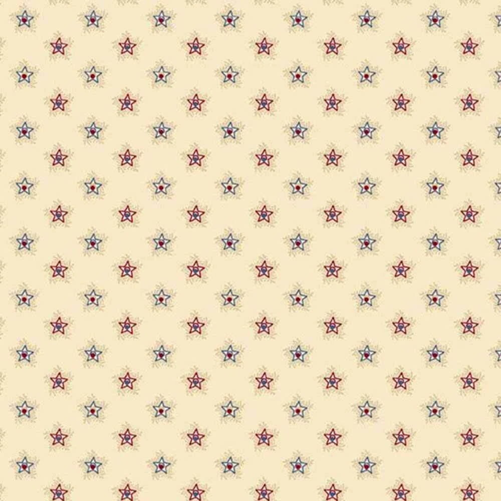 Marcus Fabrics - Betsy's Needlework By Pam Buda - Shining Stars - Cream - Yardage 1 Marcus Fabrics - Betsy's Needlework By Pam Buda - Shining Stars - Cream - Yardage