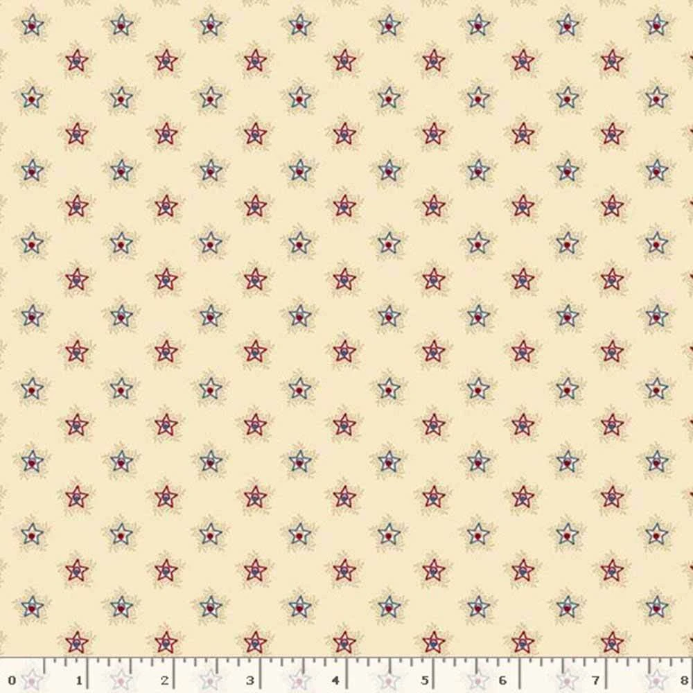 Marcus Fabrics - Betsy's Needlework By Pam Buda - Shining Stars - Cream - Yardage 2 Marcus Fabrics - Betsy's Needlework By Pam Buda - Shining Stars - Cream - Yardage - Image 2