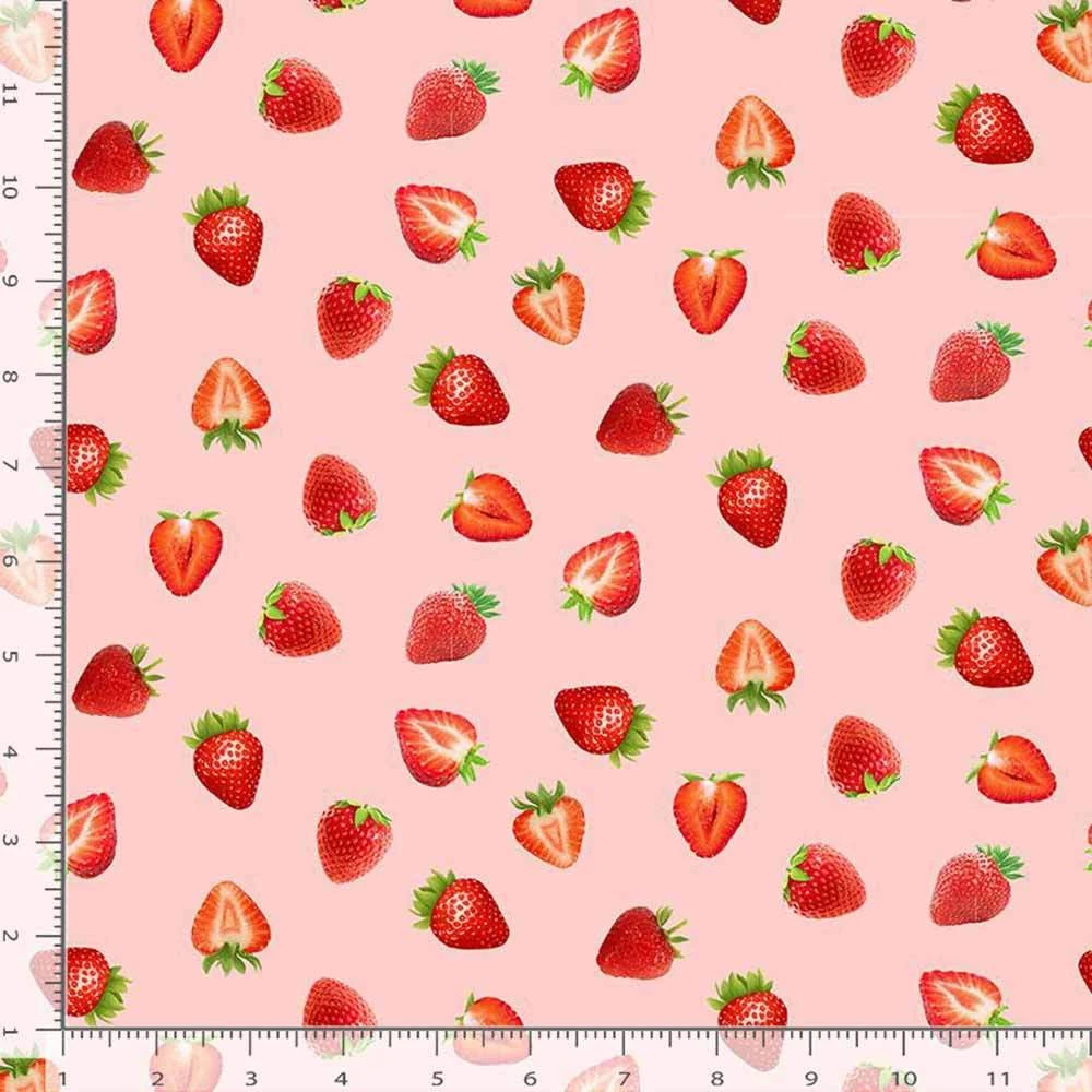 Timeless Treasures - Berry Sweet - Tossed Strawberries - Pink - Yardage 2 Timeless Treasures - Berry Sweet - Tossed Strawberries - Pink - Yardage - Image 2