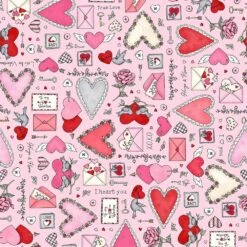 Maywood Studios - I Heart You - Kris Lammers - Focal - Pink - Yardage