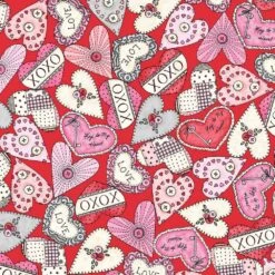 Maywood Studios - I Heart You - Kris Lammers - Packed Hearts - Red - Yardage