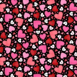 Maywood Studios - I Heart You - Kris Lammers - Tossed Hearts - Black - Yardage