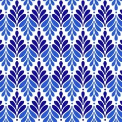 Henry Glass - Blue Prints - Color Principle - Leaf Chevron - White - Yardage