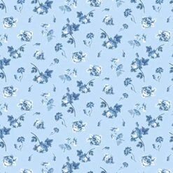 Blank Quilting - English Blue & White By AJ's Watercolor Studio - Digitally Printed - Ditsy Floral - Light Blue - Yardage