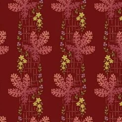 Andover Fabrics - Dahlia By Laundry Basket Quilts - Tree Moss - Crimson - Yardage