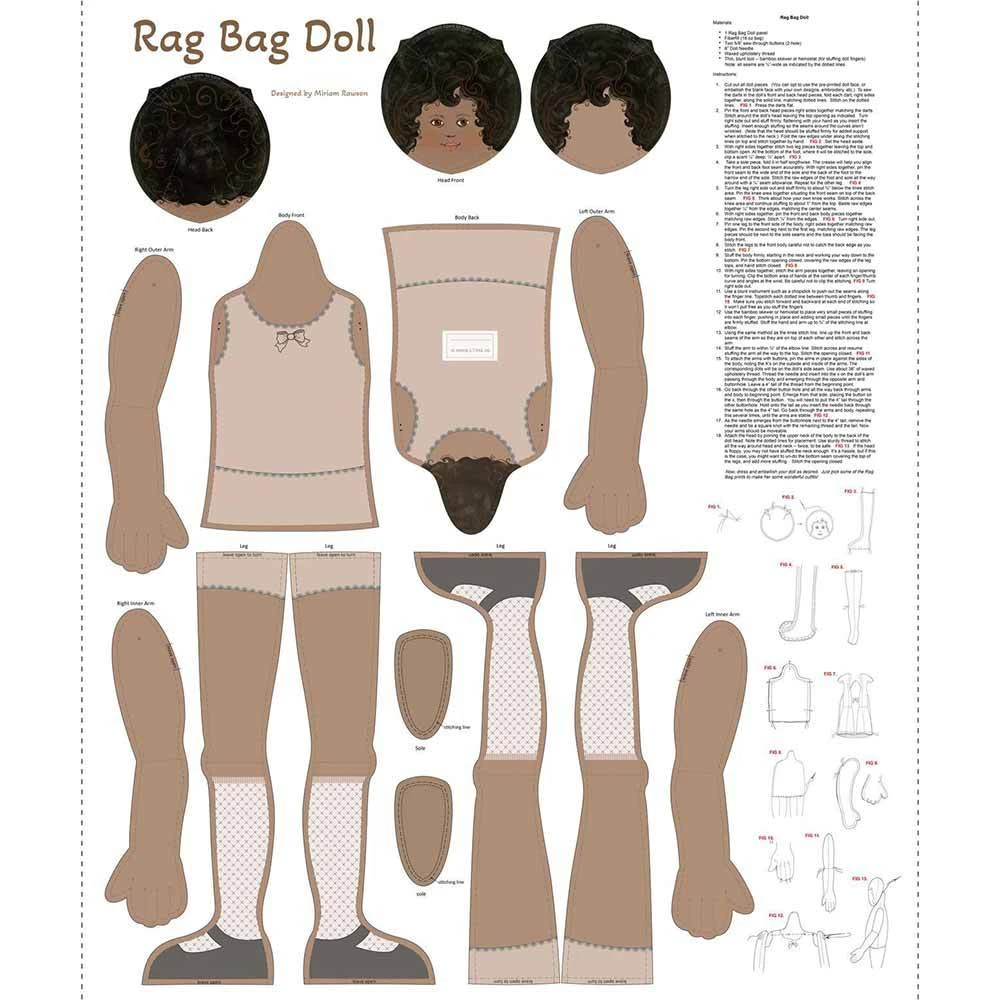 Rag Bag Doll 3 - Designed By Miriam Christensen Rawson - Tan - 36" X 43" Panel 1 Rag Bag Doll 3 - Designed By Miriam Christensen Rawson - Tan - 36" X 43" Panel