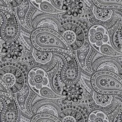 Henry Glass & Co - Paisley Paradise 108" - Large Paisley - Black/White - 108" 3-Yard Back Pack
