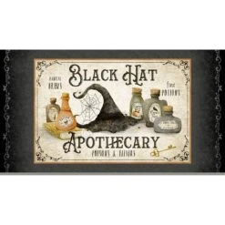 P&B Textiles - Hocus Pocus - Black Hat Apothecary Panel - 24" X 43" - Panel