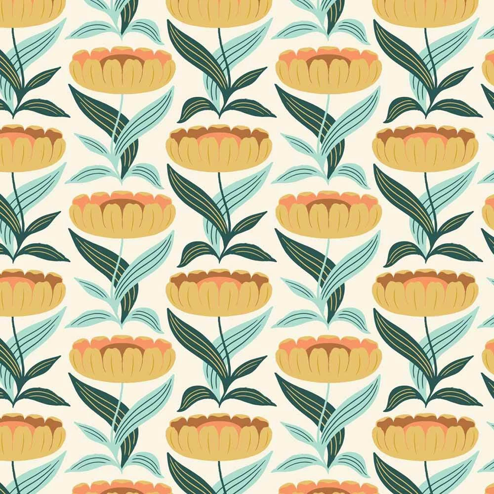 Cloud9 Fabrics - Florissima By Juliana Tipton - Champagne Blossoms - Gold - Yardage 1 Cloud9 Fabrics - Florissima By Juliana Tipton - Champagne Blossoms - Gold - Yardage