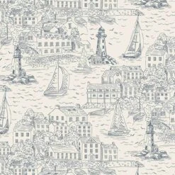 Andover Fabrics - High Tide By Makower - Harbour View - Cream - Yardage