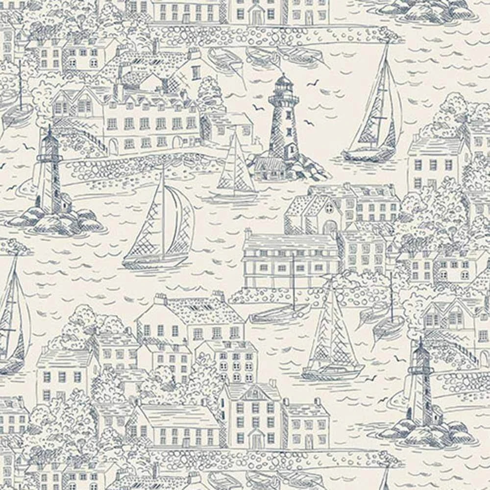 Andover Fabrics - High Tide By Makower - Harbour View - Cream - Yardage 1 Andover Fabrics - High Tide By Makower - Harbour View - Cream - Yardage