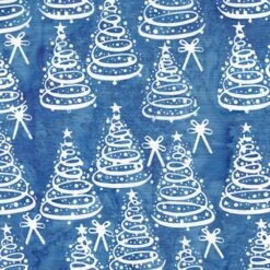 Island Batik - Tinsel Treasures - Christmas Trees - Blue Cornflower - Yardage