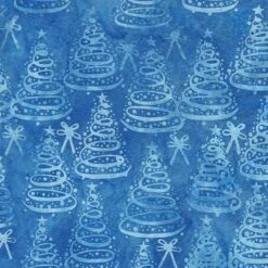 Island Batik - Tinsel Treasures - Christmas Trees - Blue Harbor - Yardage