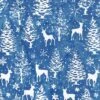 Island Batik - Tinsel Treasures - Trees And Deer - Blue Cornflower - Yardage -Keepsake Quilting Shop 1020178L 01