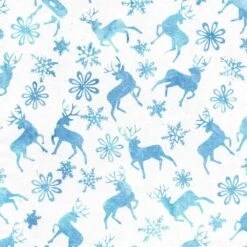 Island Batik - Tinsel Treasures - Deer And Snowflakes - White - Yardage