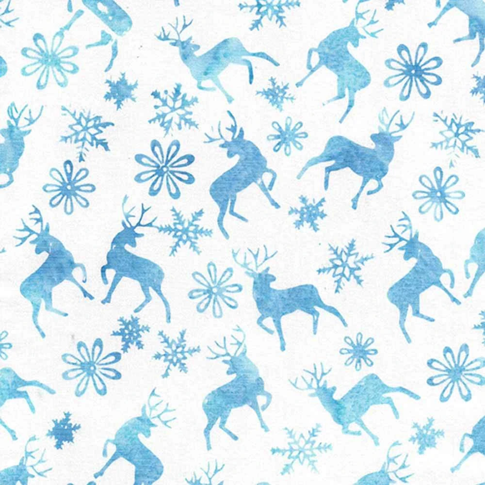 Island Batik - Tinsel Treasures - Deer And Snowflakes - White - Yardage 1 Island Batik - Tinsel Treasures - Deer And Snowflakes - White - Yardage