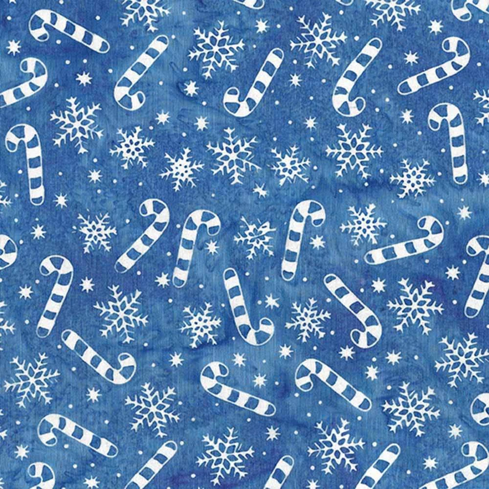 Island Batik - Tinsel Treasures - Candy Cane Snowflakes - Blue Cornflower - Yardage 1 Island Batik - Tinsel Treasures - Candy Cane Snowflakes - Blue Cornflower - Yardage