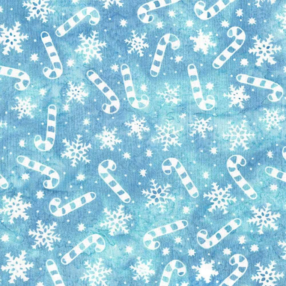 Island Batik - Tinsel Treasures - Candy Cane Snowflakes - Blue Sky - Yardage 1 Island Batik - Tinsel Treasures - Candy Cane Snowflakes - Blue Sky - Yardage