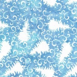 Island Batik - Tinsel Treasures - Christmas Tree Spirals - Blue Sky - Yardage