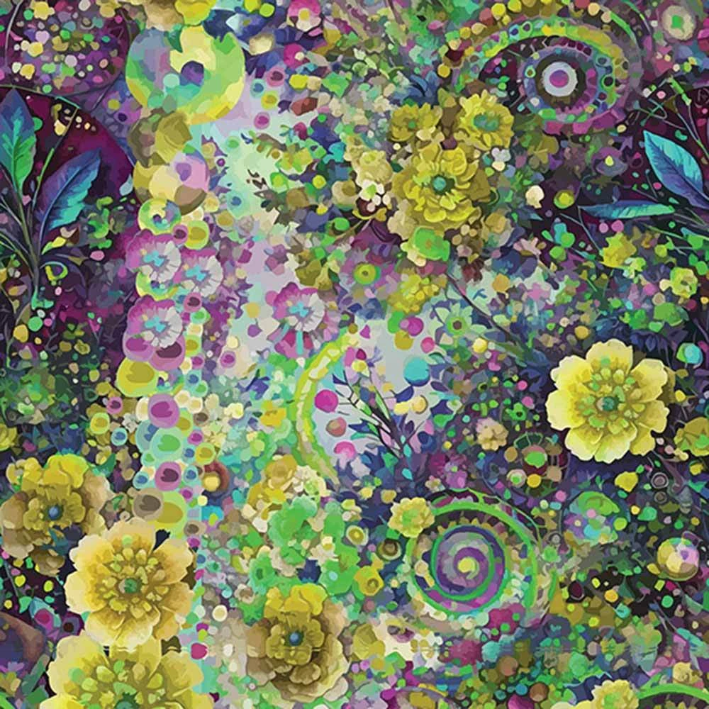 Hoffman Fabrics - Whimsical Flower Garden By Candy Quilt Design - Floral Dream - Lime - Yardage 1 Hoffman Fabrics - Whimsical Flower Garden By Candy Quilt Design - Floral Dream - Lime - Yardage