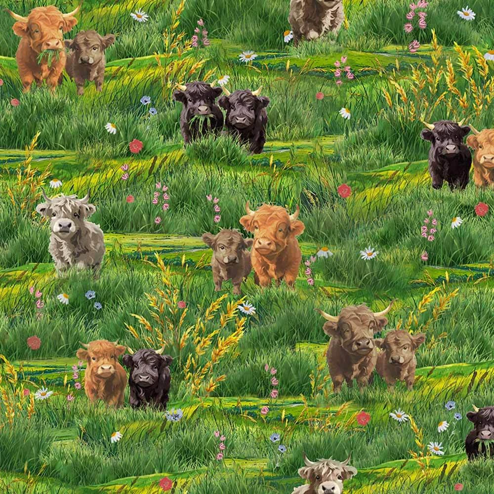 Windham - Highland Hooves By Whistler Studios - Highland Friends - Green - Yardage 1 Windham - Highland Hooves By Whistler Studios - Highland Friends - Green - Yardage