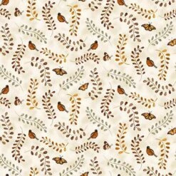 Henry Glass Fabrics - Hello Pumpkin - Birds & Butterflies - Cream - Yardage