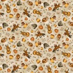 Henry Glass Fabrics - Hello Pumpkin - Fall Critters - Beige - Yardage
