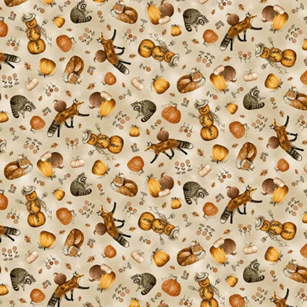 Henry Glass Fabrics - Hello Pumpkin - Fall Critters - Beige - Yardage 1 Henry Glass Fabrics - Hello Pumpkin - Fall Critters - Beige - Yardage