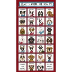 Henry Glass - Home Is Where The Dog Is II - Alphabet - Red - 24" X 44" - Panel