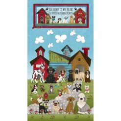 Henry Glass - Home Is Where The Dog Is II - Banner - Blue - 24" X 44" - Panel