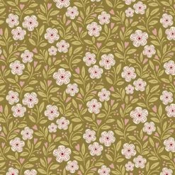 Andover Fabrics - A Woodsy Cottage By Judy Jarvi - Cottage Garden - Olive Green - Yardage