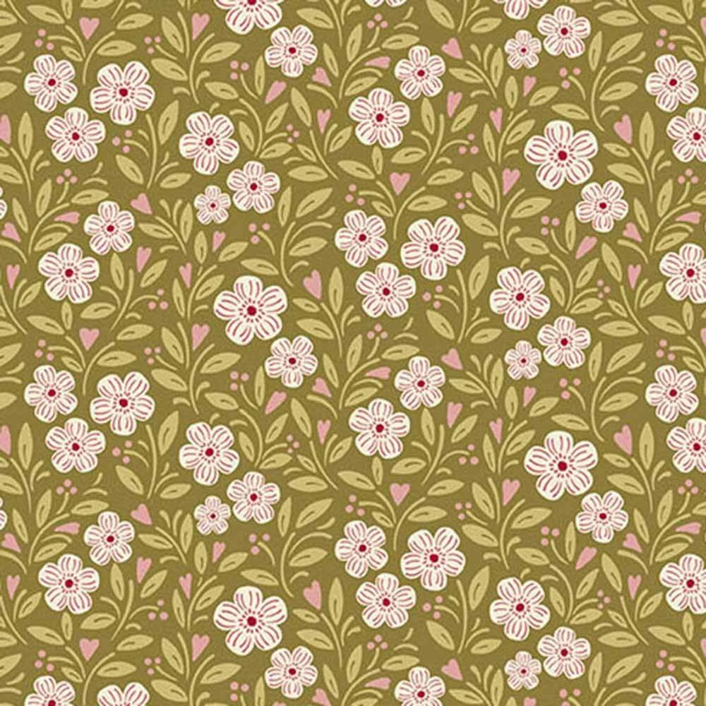 Andover Fabrics - A Woodsy Cottage By Judy Jarvi - Cottage Garden - Olive Green - Yardage 1 Andover Fabrics - A Woodsy Cottage By Judy Jarvi - Cottage Garden - Olive Green - Yardage