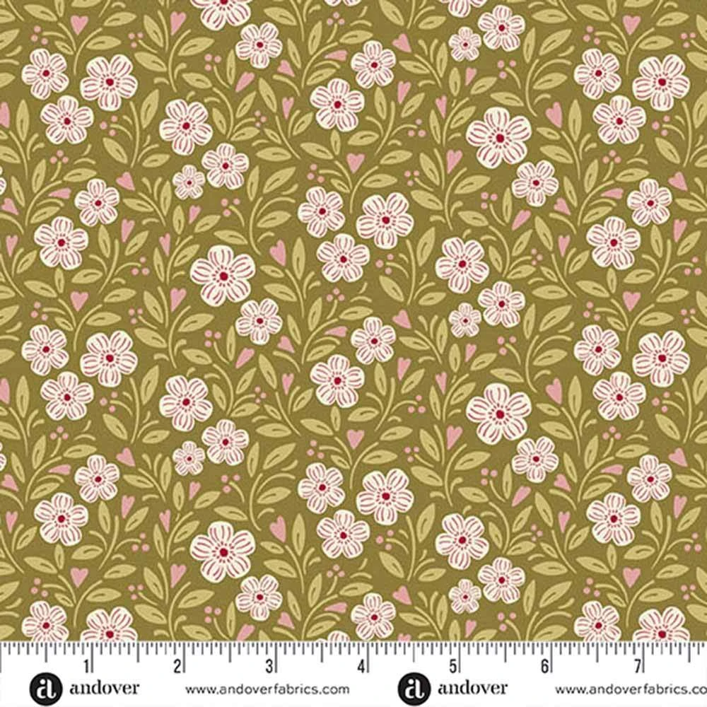 Andover Fabrics - A Woodsy Cottage By Judy Jarvi - Cottage Garden - Olive Green - Yardage 2 Andover Fabrics - A Woodsy Cottage By Judy Jarvi - Cottage Garden - Olive Green - Yardage - Image 2