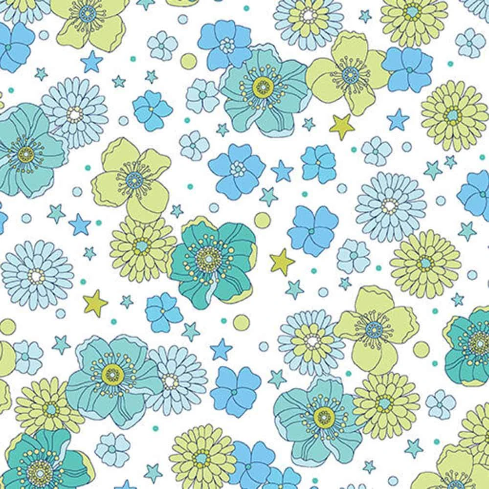 Benartex - Tiny Secrets By Pat Sloan - Open Meadow - Aqua - Yardage 1 Benartex - Tiny Secrets By Pat Sloan - Open Meadow - Aqua - Yardage