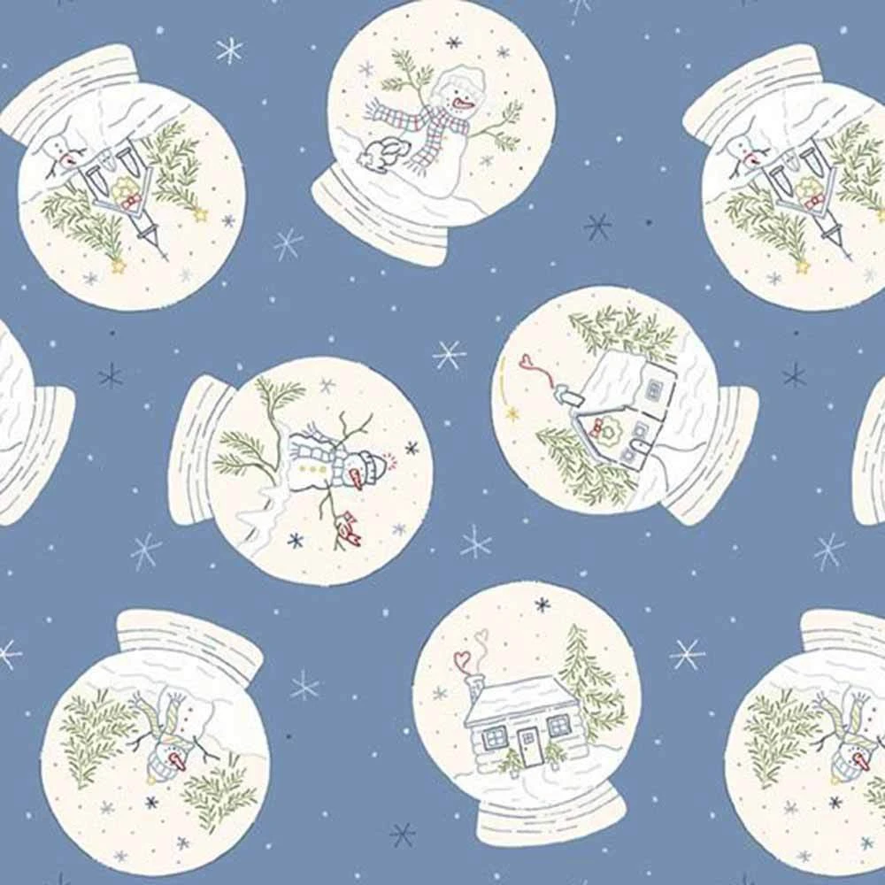Marcus Fabrics - Snowman's Village By Cindy Staub - Snow Globe - Blue- Yardage 1 Marcus Fabrics - Snowman's Village By Cindy Staub - Snow Globe - Blue- Yardage
