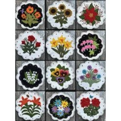Flower Box Friends Club - Pastthyme Patterns - Lanacot Wools - Applique Embroidery Block Of The Month