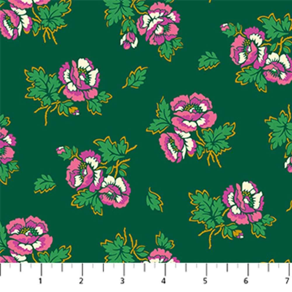 Figo Fabrics - Wild Abandon By Heather Bailey - Allover Floral - Green - Yardage 2 Figo Fabrics - Wild Abandon By Heather Bailey - Allover Floral - Green - Yardage - Image 2