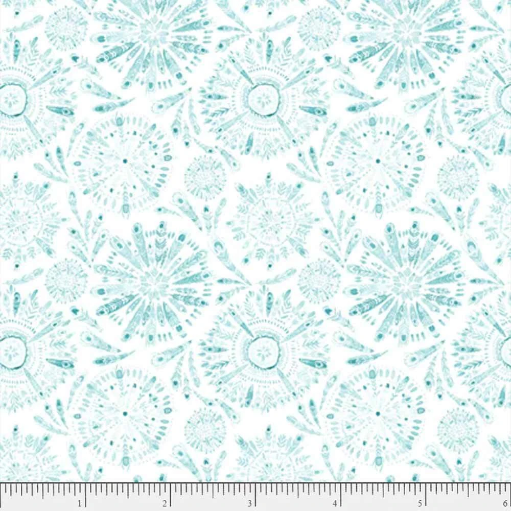 P&B Textiles - Peacock Serenade By Eulalia Mejia - Feather Mandalas - White - Yardage 2 P&B Textiles - Peacock Serenade By Eulalia Mejia - Feather Mandalas - White - Yardage - Image 2
