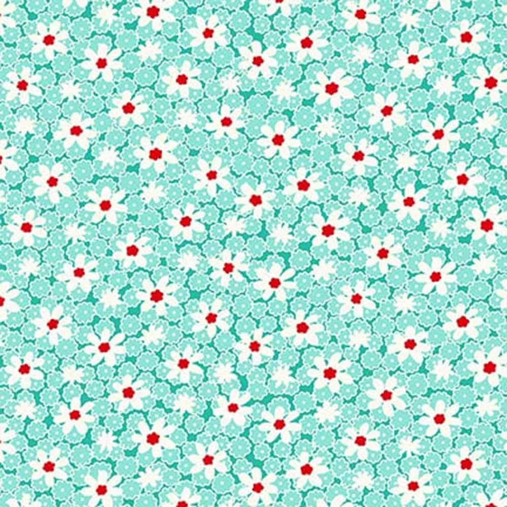 Henry Glass & Co. - Nana Mae 8 - Packed Daisy - Aqua - Yardage 1 Henry Glass & Co. - Nana Mae 8 - Packed Daisy - Aqua - Yardage