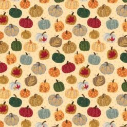 P&B Textiles - Harvest Mini's By Pink Light Studio - Patterned Pumpkins - Cream - Yardage