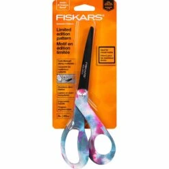 Fiskars Premier Bent Deco NonStick Scissors 8in Pink & Blue Tie Dye